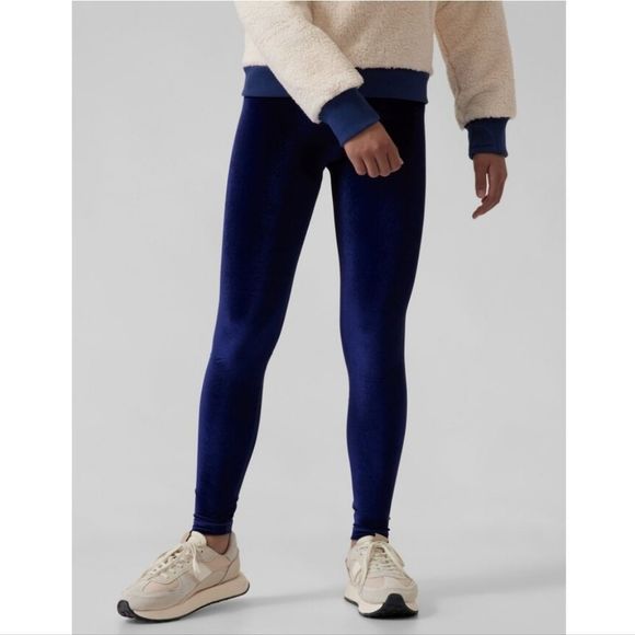 Athleta Girl High Rise Chit Chat Velvet Tight Leggings XL 14 Dark Blue Navy New - Picture 2 of 3